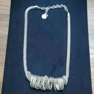 Dana Buchman Silver Tone Mixed Ring Frontal Necklace